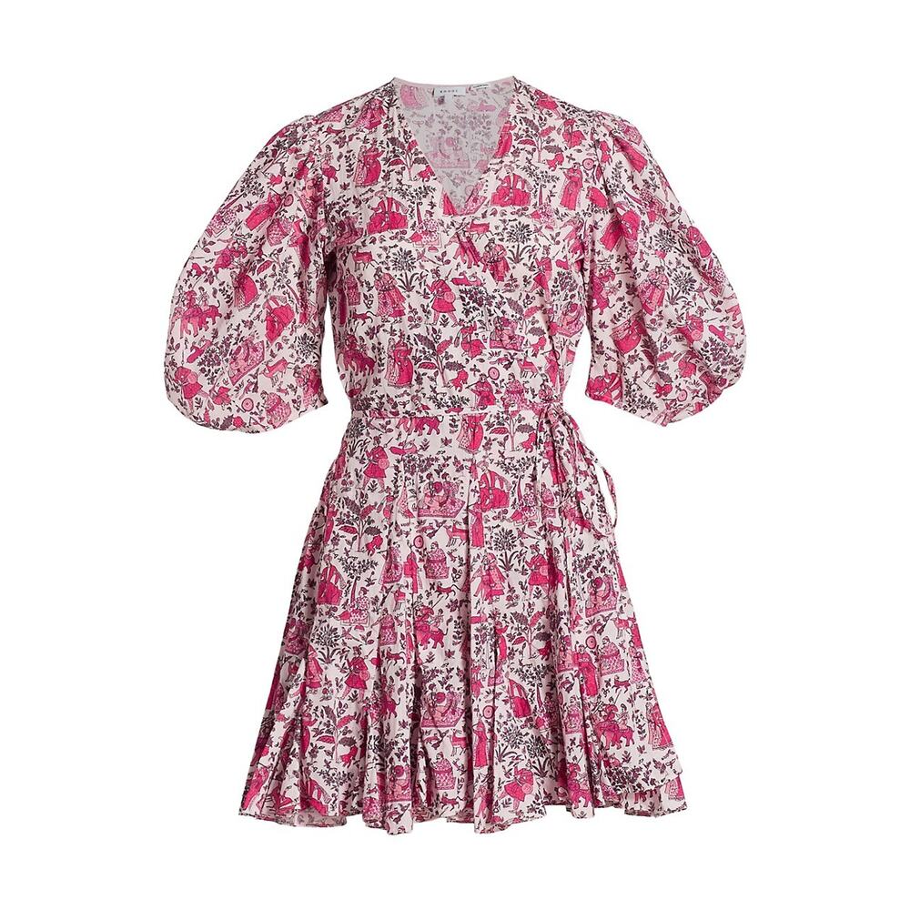 Rhode 'Claudine' Pink Wrap Short Sleeve Mini Dress Size XS